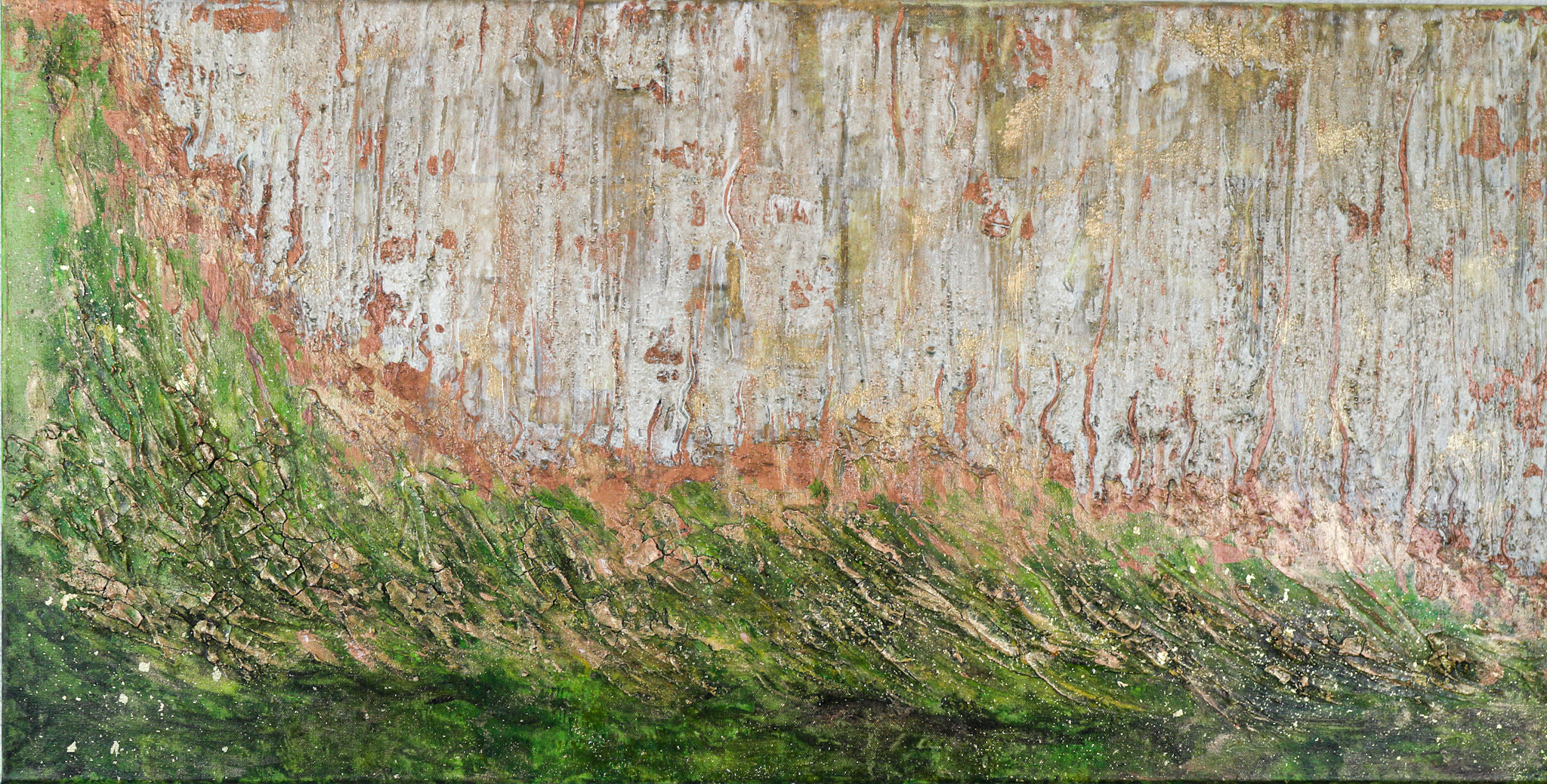 "Einladung" 50 x 100 cm , Sumpfkalk-Knochenleim Mix auf Leinwand