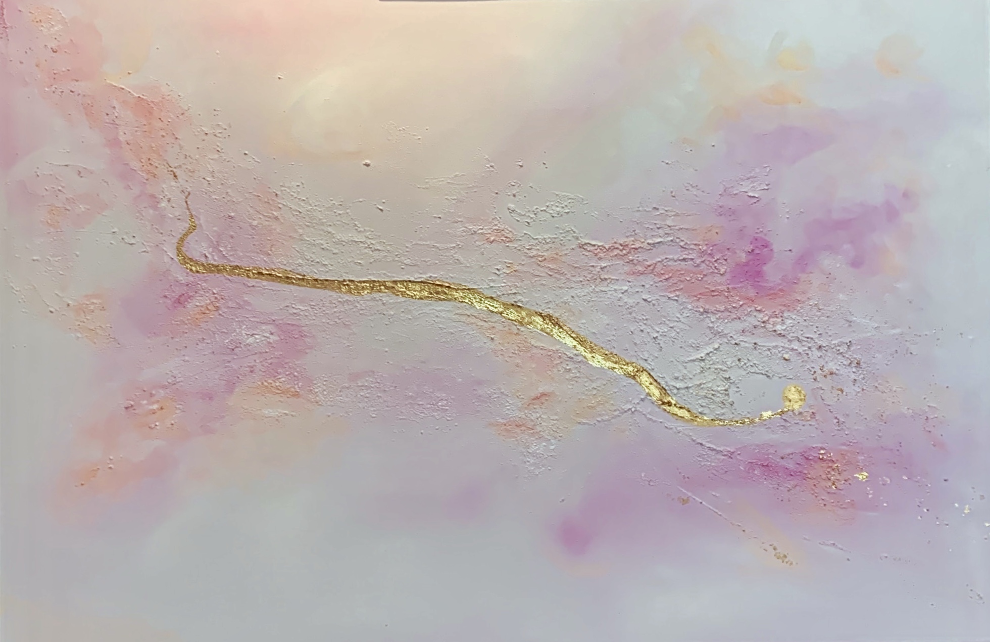 "The path of Lilith"  60 x 90cm  Acrylmix Textur auf Leinwand mit 24 Karat Blattgold, sold