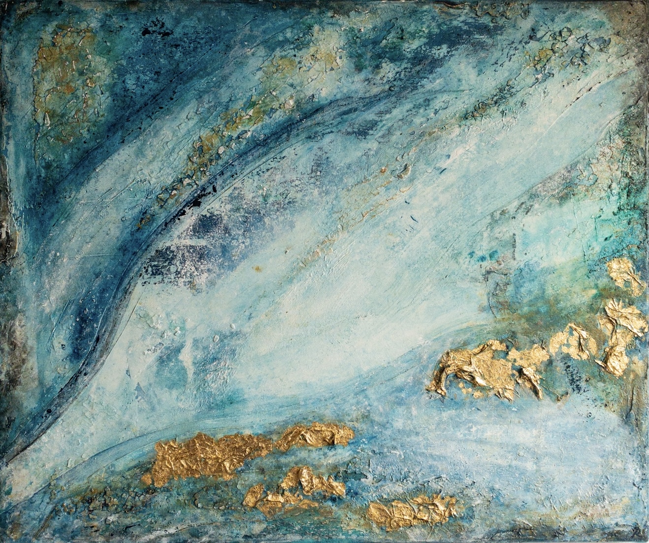 "Golden Island", 50 x 60 cm, Sumpfkalkmix mit 24 Karat Blattgold,sold