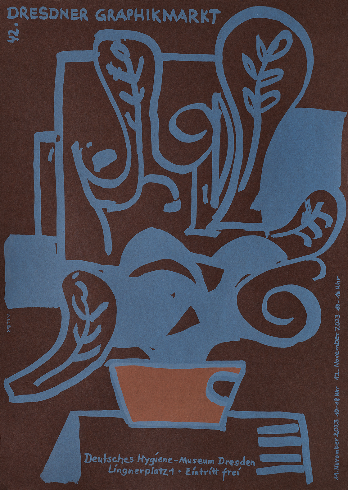 Plakat 42. Dresdner Graphikmarkt 2023, Wolfgang Leber, Siebdruck