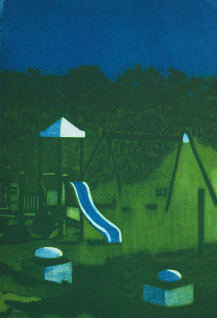 Arina Heinze, Spielplatz, Schabaquatinta, 2025
