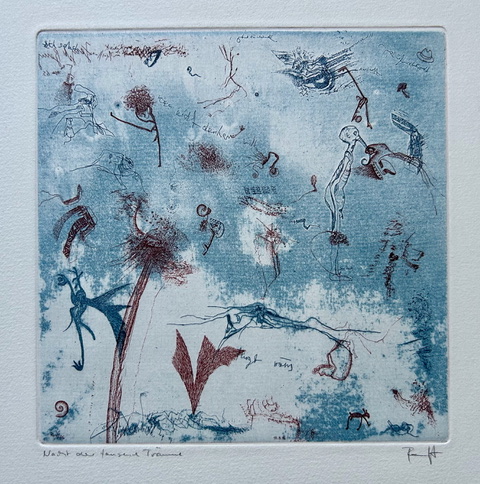 Thomas Ranft, Nacht der tausend Träume, 1976, Farbradierung