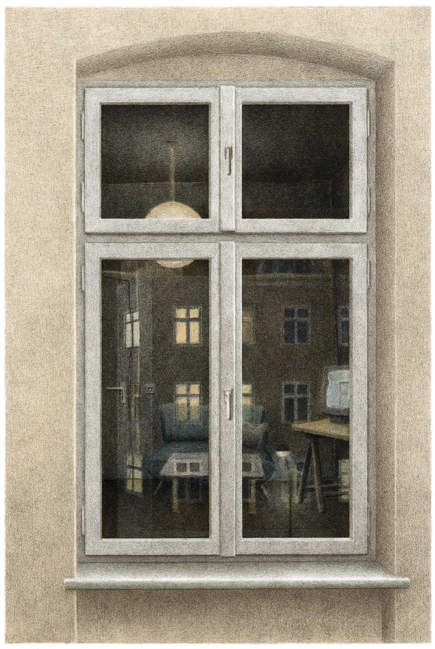 Martin Hoffmann, Nächtliches Fenster, 2002, 6-farbige Offsetlithographie