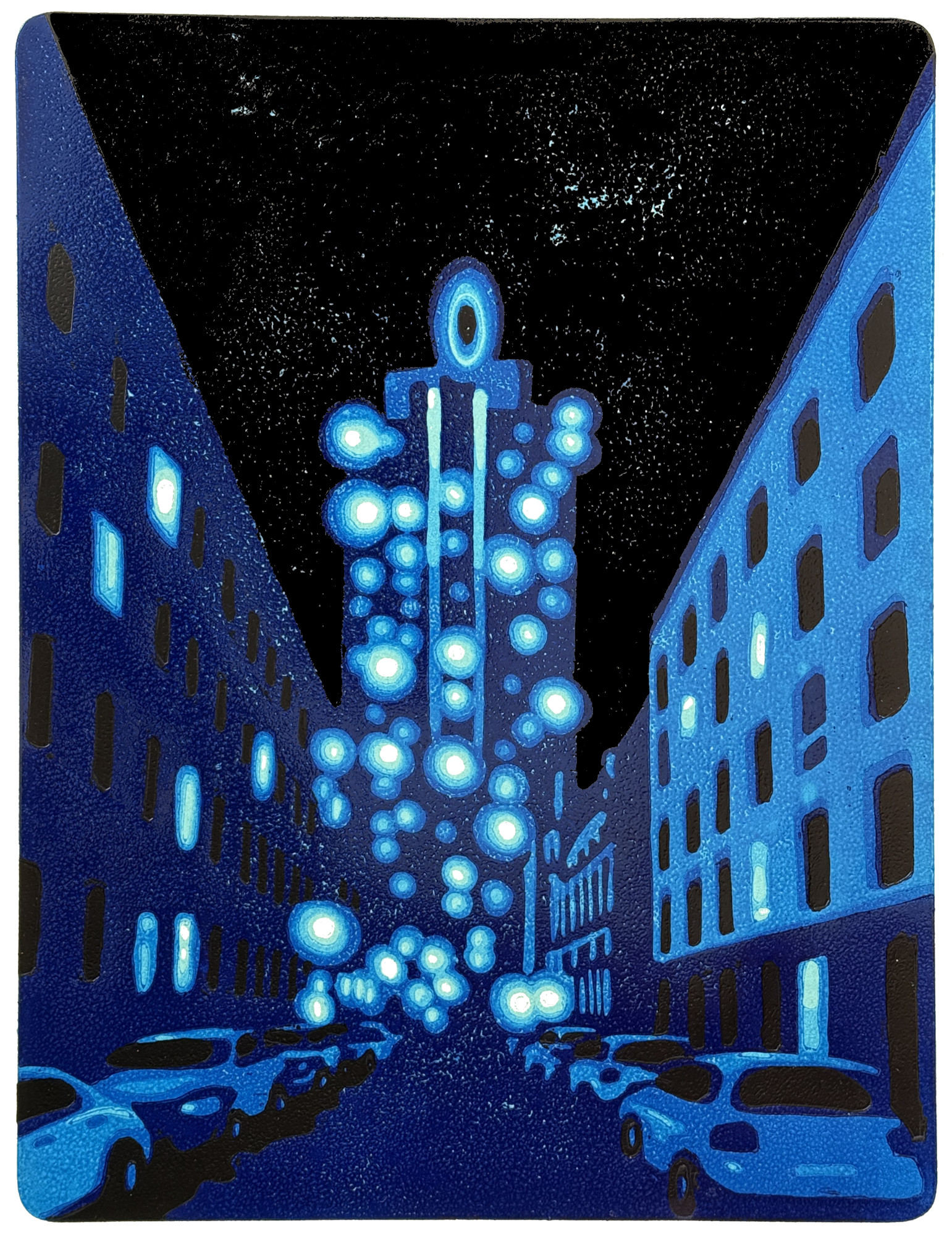 Harald Alff, Zentrum Ost 3, 2024, Farbholzschnitt