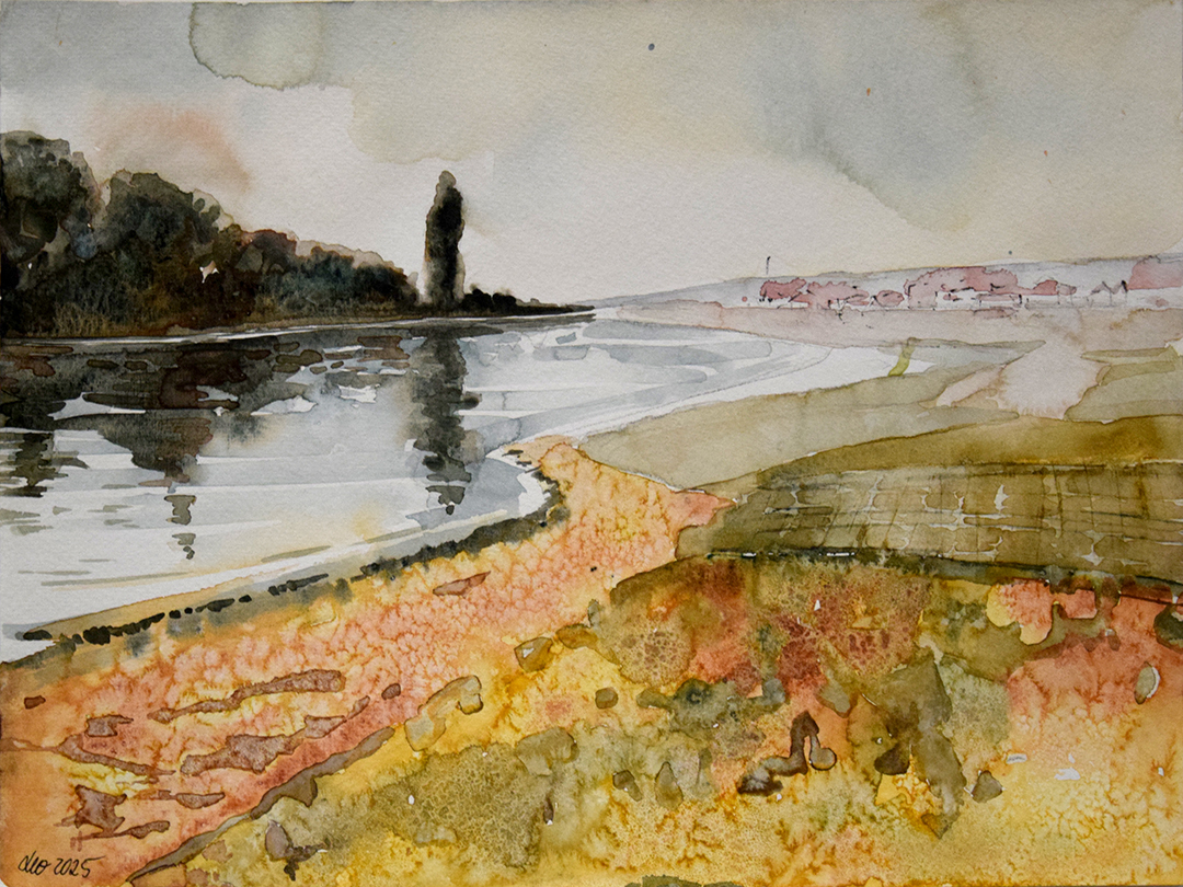 Leonore Adler, Sommer an der Elbe, 2025, Aquarell