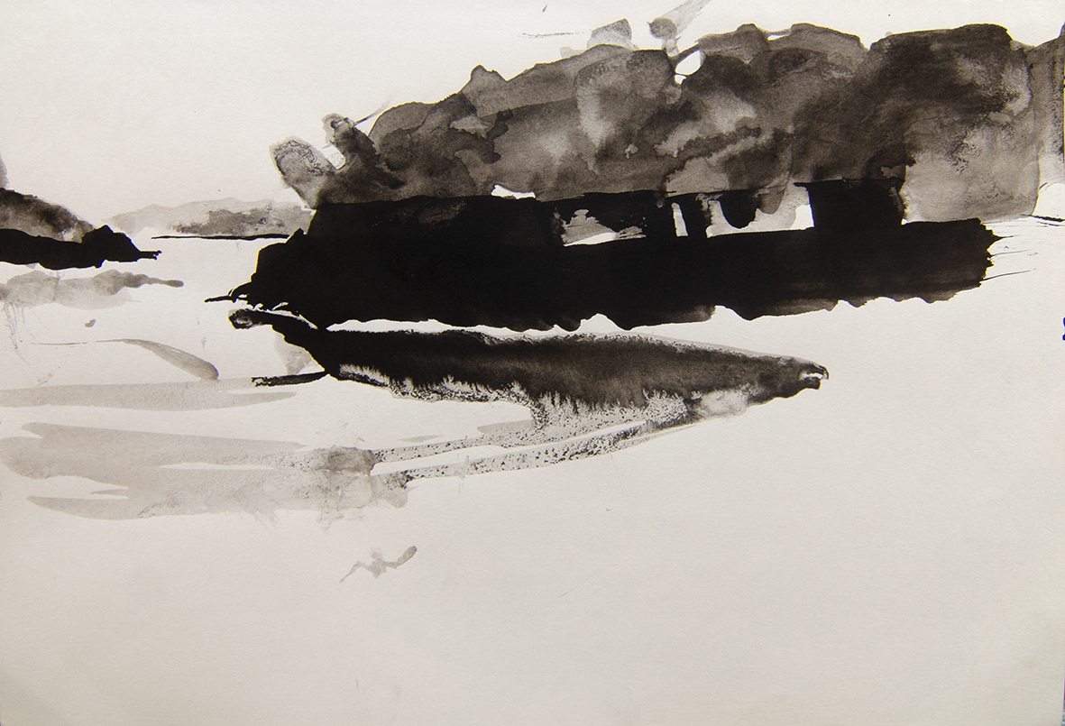 Anita Voigt, Irische Reise  Die Bucht, 2024, Tusche