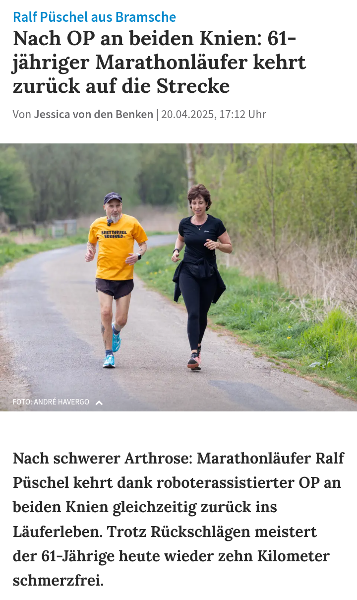 Einfach unglaublich, aber sehr stark. Unser Ralf mit seiner unglaublichen Geschichte in einem Artikel der NOZ.