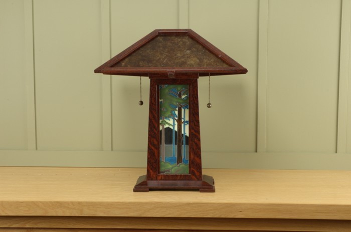 Coat Racks Lamps Bookends Schlabaugh Sons Arts Crafts Table Lamp With Craftsman Oak Finish