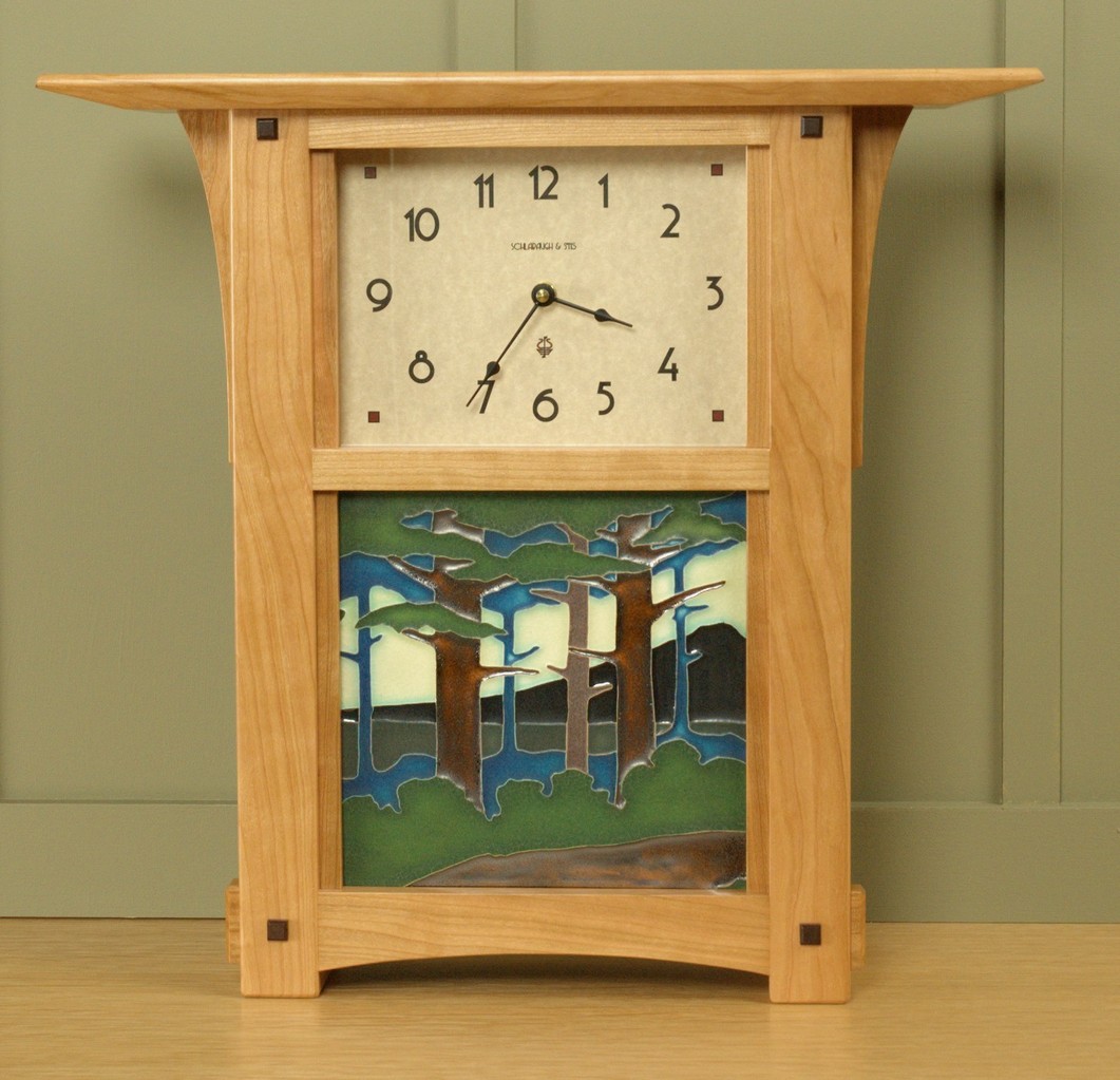 Arts and Crafts Tile Wall or Mantel Clock with your choice of any