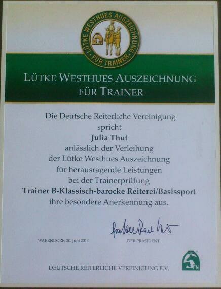 30.06.2014 awarded the Lütke-Westhües-Auszeichnung;)