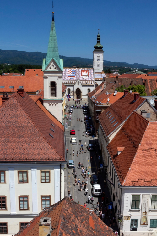 Vaizdas pro Lotrščak bokšto langą Zagrebe