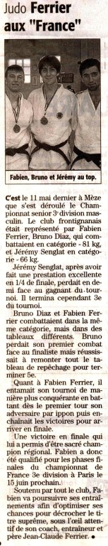 28 Mai 2008 (Midi Libre): Résultats 3ème Division (Jérémy S., Bruno D., Fabien F.)