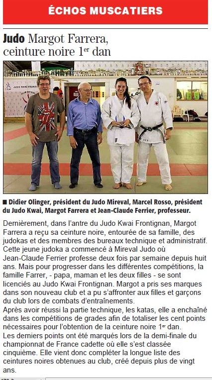 18 Avril 2014 (Midi Libre): CN pour Margot Farrera