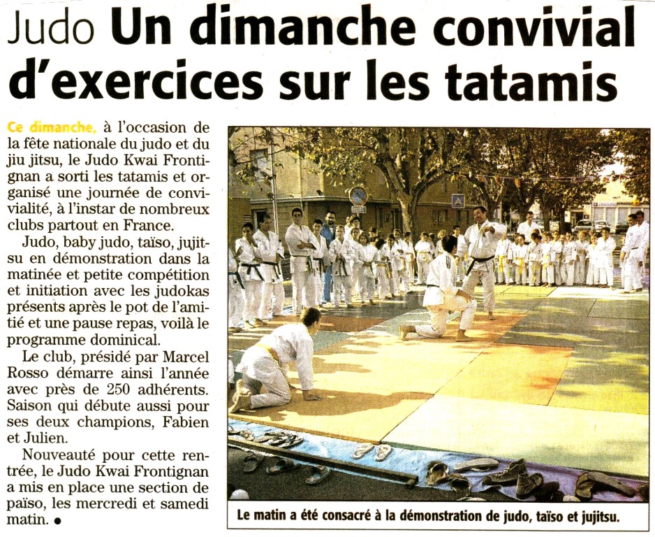 30 Septembre 2009 (Midi Libre): Fête Nationale du Judo à Frontignan