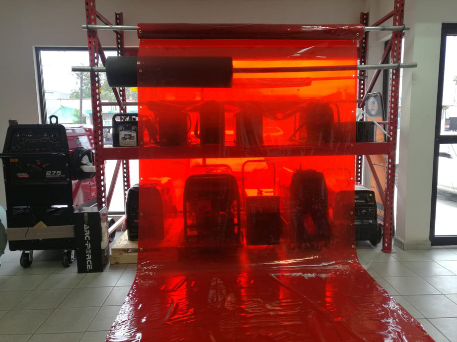 Cortina Antichispa de PVC transparente rojo - Entrega Inmediata - Envios a todo Mexico