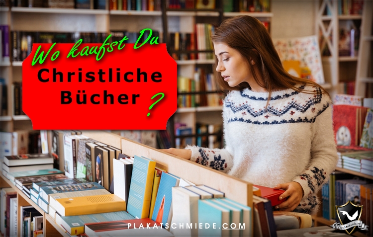christliche Bücher, junge Frau in Buchhandlung