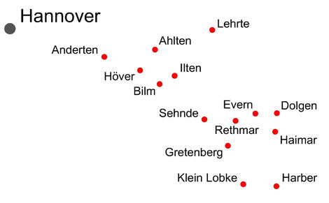 Die 14 Ortschaften des „Großen Freien“ bei Hannover.