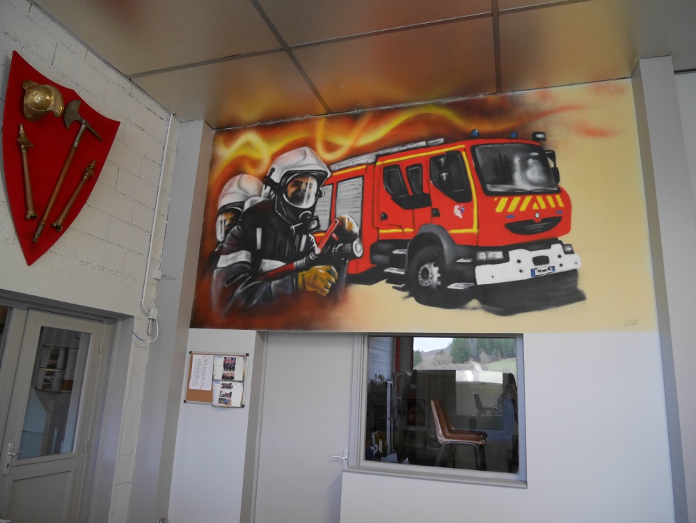 Fresque camion à la caserne des pompiers d'essoyes , Coron thibaud