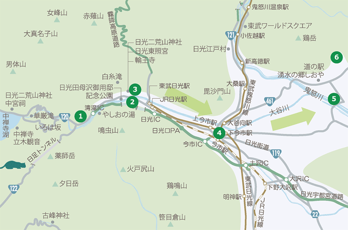 下野三十三観音札所マップ　日光市から塩谷町ルート