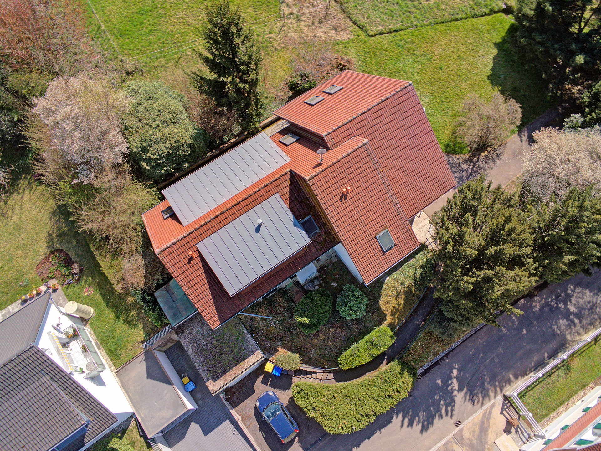 Ferienhaus mit großem Garten nahe Baden-Baden aus der Luft
