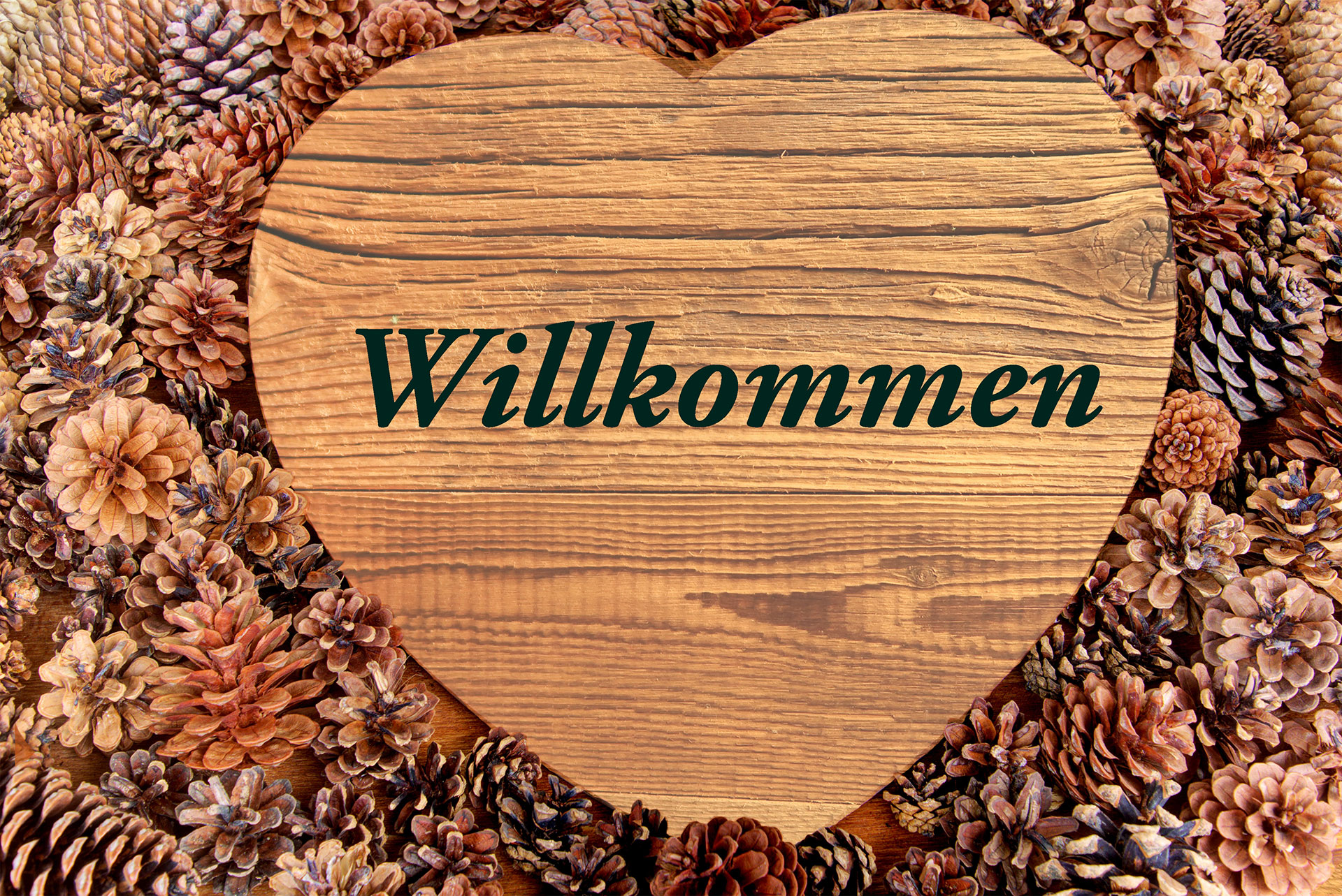 Willkommensschild aus Holz mit Willkommen