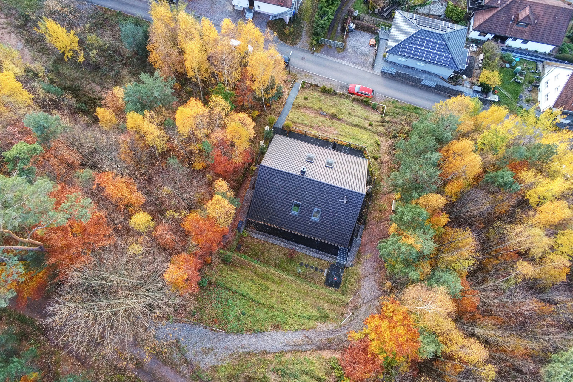 Luftbildaufnahme vom Ferienhaus Armin Darstein