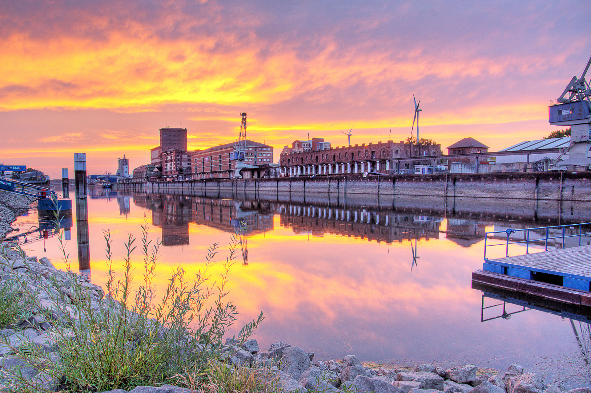 16 Hafen Karlsruhe Sonnenuntergang