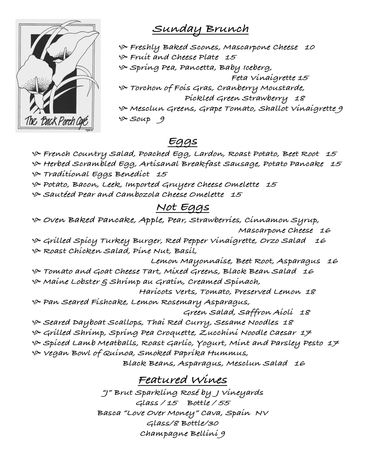 Our Menu The Back Porch Café "Quietly cooking slow food for over 40