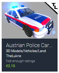 TheLukrie Unity Asset Pack, Austrian Police Car, Unity3D