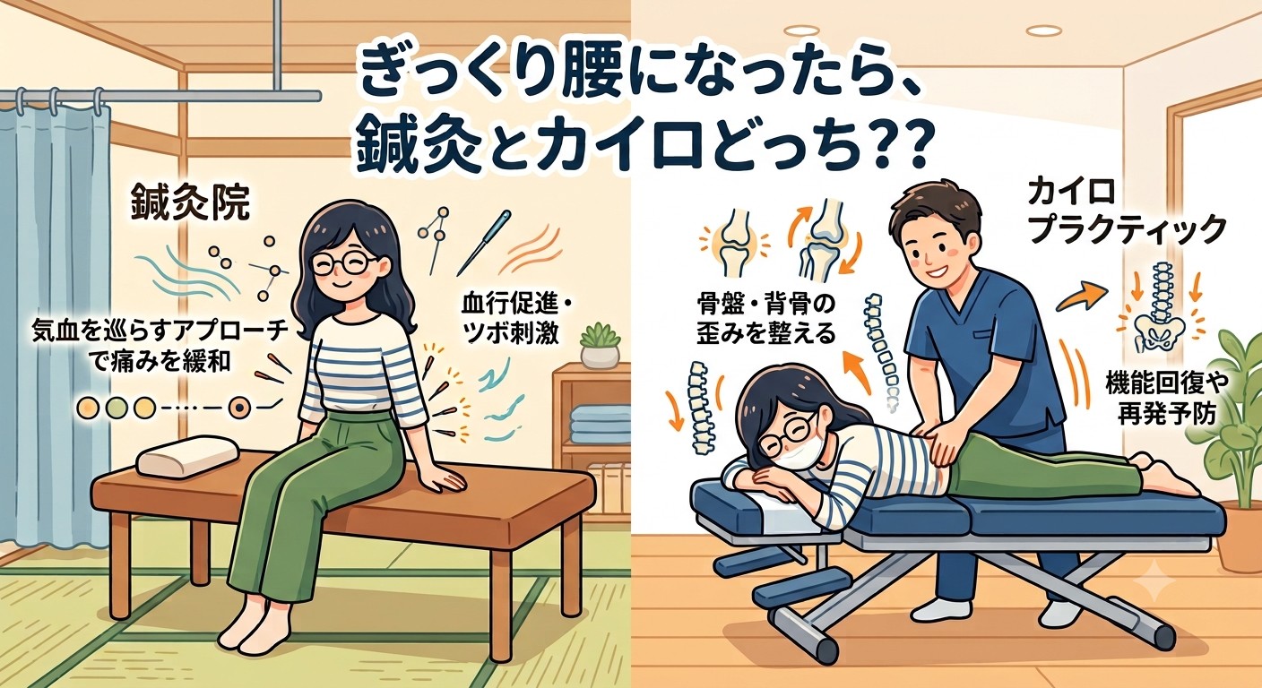 ぎっくり腰になったら鍼灸とカイロ、どっちに行くべき?