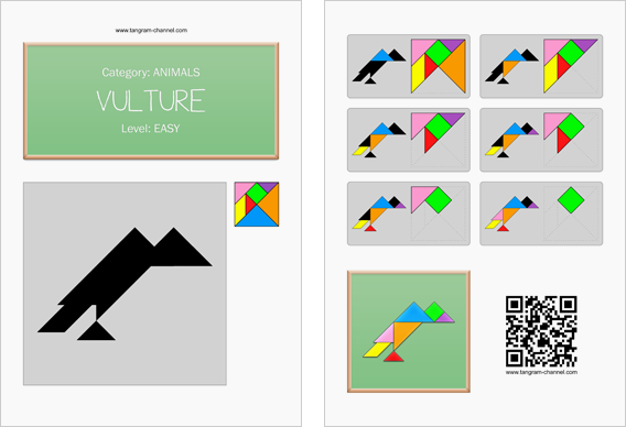 Tangram worksheet 91 : Vulture - This worksheet is available for free download at http://www.tangram-channel.com