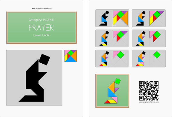 Tangram worksheet 65 : Prayer - This worksheet is available for free download at http://www.tangram-channel.com