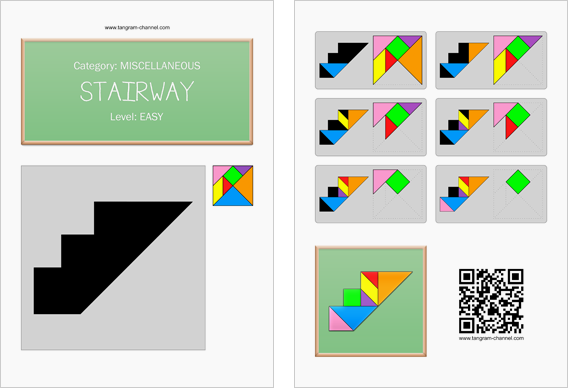 Tangram worksheet 231 : Stairway - This worksheet is available for free download at http://www.tangram-channel.com