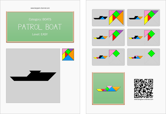 Tangram worksheet 260 : Patrol boat - This worksheet is available for free download at http://www.tangram-channel.com