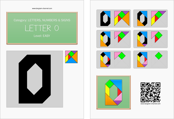 Tangram worksheet 126 : Letter O - This worksheet is available for free download at http://www.tangram-channel.com