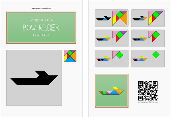 Tangram worksheet 104 : Bow rider - This worksheet is available for free download at http://www.tangram-channel.com