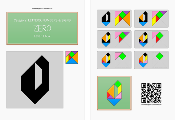 Tangram worksheet 106 : Zero - This worksheet is available for free download at http://www.tangram-channel.com