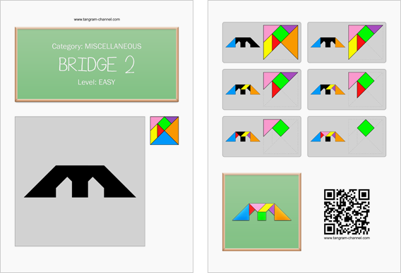 Tangram worksheet 34 : Bridge 2 - This worksheet is available for free download at http://www.tangram-channel.com