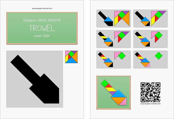 Tangram worksheet 229 : Trowel - This worksheet is available for free download at http://www.tangram-channel.com