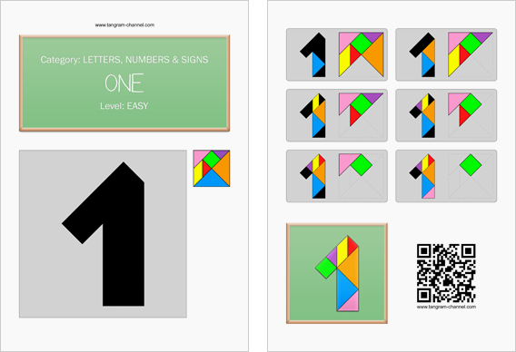 Tangram worksheet 81 : One - This worksheet is available for free download at http://www.tangram-channel.com