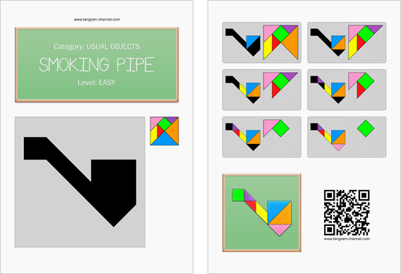 Tangram worksheet 99 : Smoking pipe - This worksheet is available for free download at http://www.tangram-channel.com