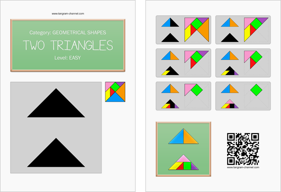 Tangram worksheet 46 : Two triangles - This worksheet is available for free download at http://www.tangram-channel.com