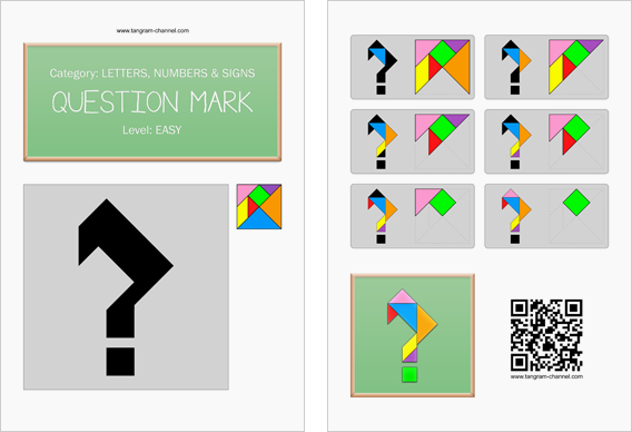 Tangram worksheet 130 : Question mark - This worksheet is available for free download at http://www.tangram-channel.com