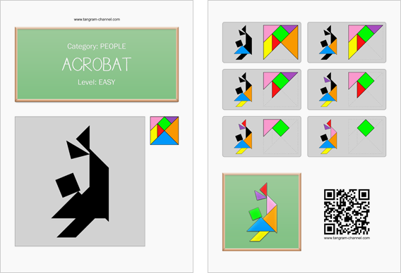 Tangram worksheet 215 : Acrobat - This worksheet is available for free download at http://www.tangram-channel.com