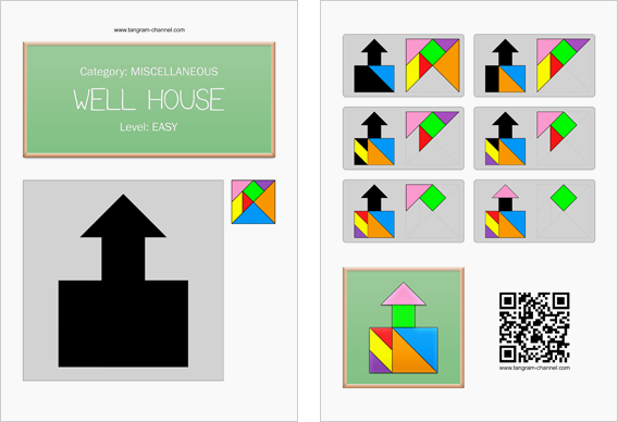 Tangram worksheet 83 : Well house - This worksheet is available for free download at http://www.tangram-channel.com