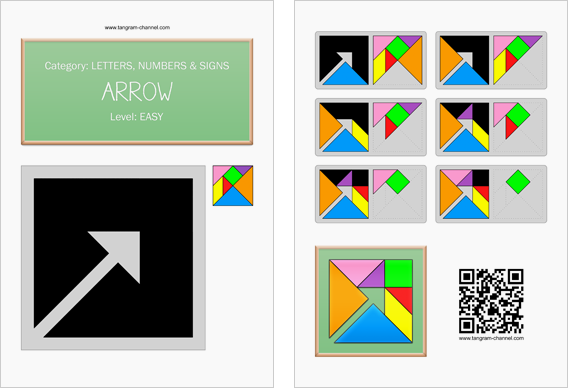 Tangram worksheet 5 : Arrow - This worksheet is available for free download at http://www.tangram-channel.com