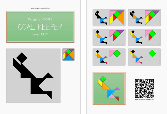 Tangram worksheet 36 : Goal keeper - This worksheet is available for free download at http://www.tangram-channel.com