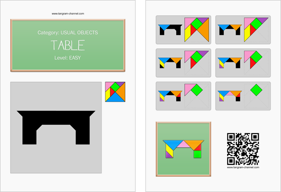 Tangram worksheet 1 : Table - This worksheet is available for free download at http://www.tangram-channel.com 