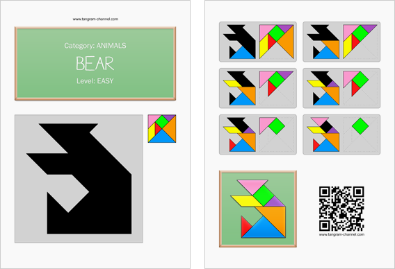 Tangram worksheet 50 : Bear - This worksheet is available for free download at http://www.tangram-channel.com