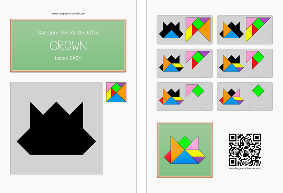 Tangram worksheet 259 : Crown - This worksheet is available for free download at http://www.tangram-channel.com